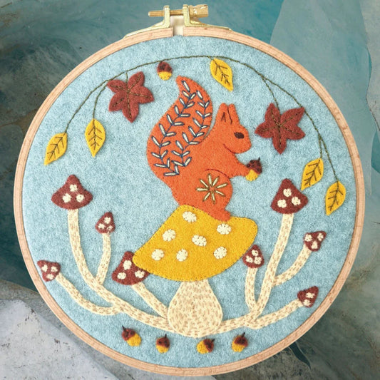 Squirrel Felt Applique Hoop Kit