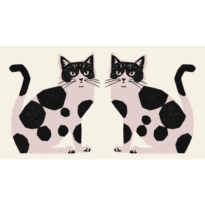 Echino Nekonoe: 2 Cats Cotton Linen Canvas in 2 Tone Neutrals