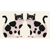 Echino Nekonoe: 2 Cats Cotton Linen Canvas in 2 Tone Neutrals