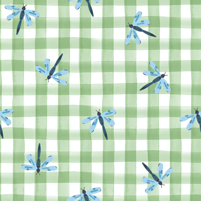 Garden Explorer: Dragonfly Gingham in Fern