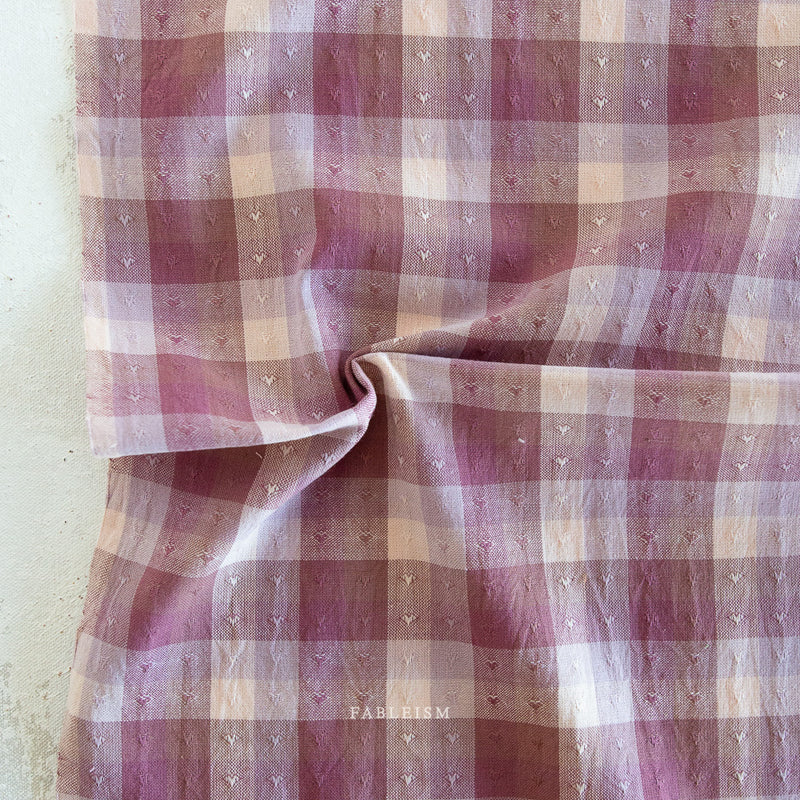 Golden Hour: Gingham Hearts in Cameo Pink