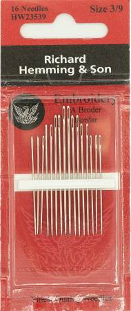 Richard Hemming Embroidery Needles - Sizes 3-9