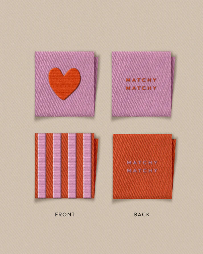 Matchy Matchy Sewing Club Labels: Red Heart and Stripe Square