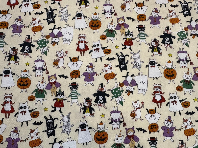 Funny Cats Halloween Cotton Sheeting