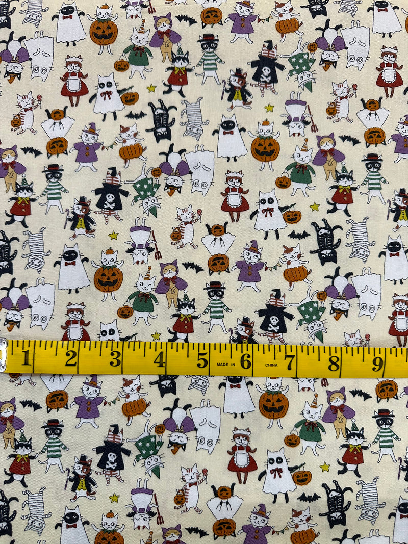 Funny Cats Halloween Cotton Sheeting