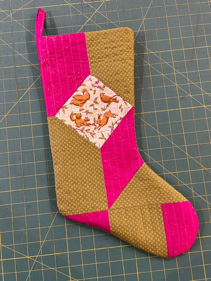 Quilted Patchwork Christmas Stocking w/ Kathy