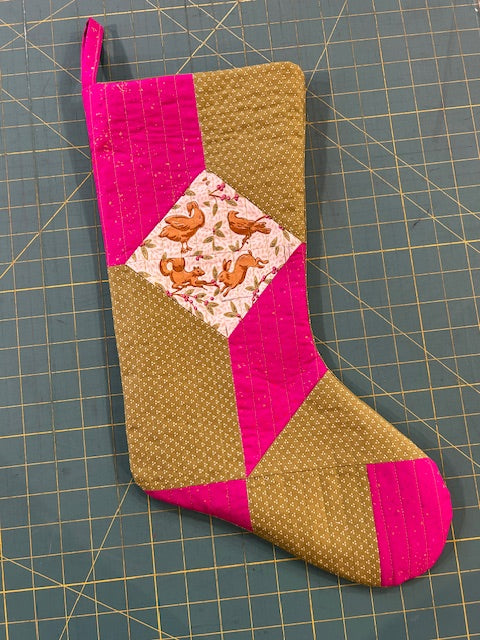 Quilted Patchwork Christmas Stocking w/ Kathy