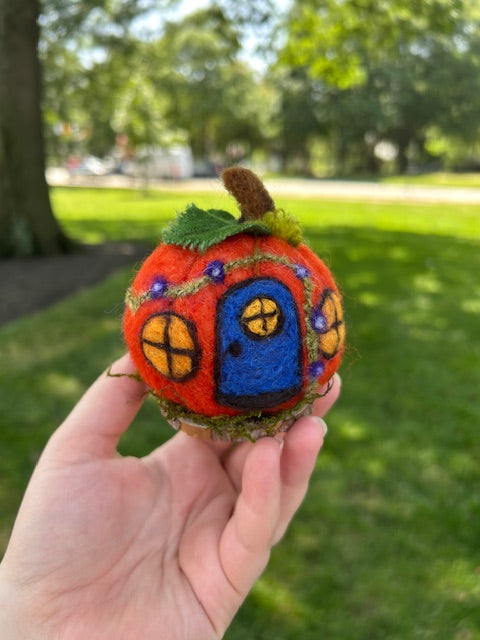 Needle Felted Pumpkin Fairy House w/ Holley