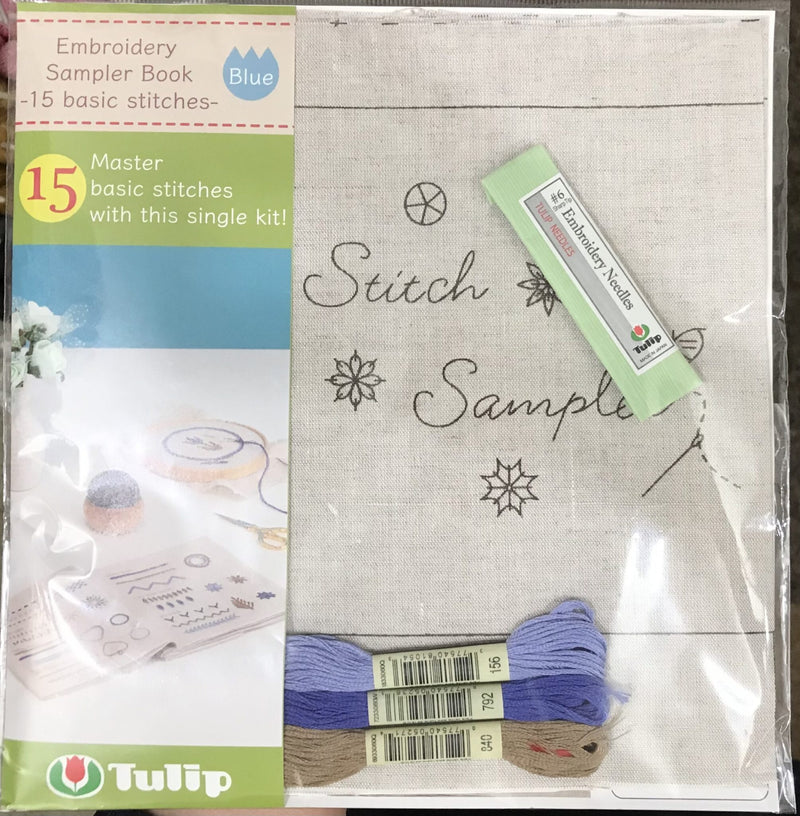 Tulip Embroidery Sampler Book Kit - Blue
