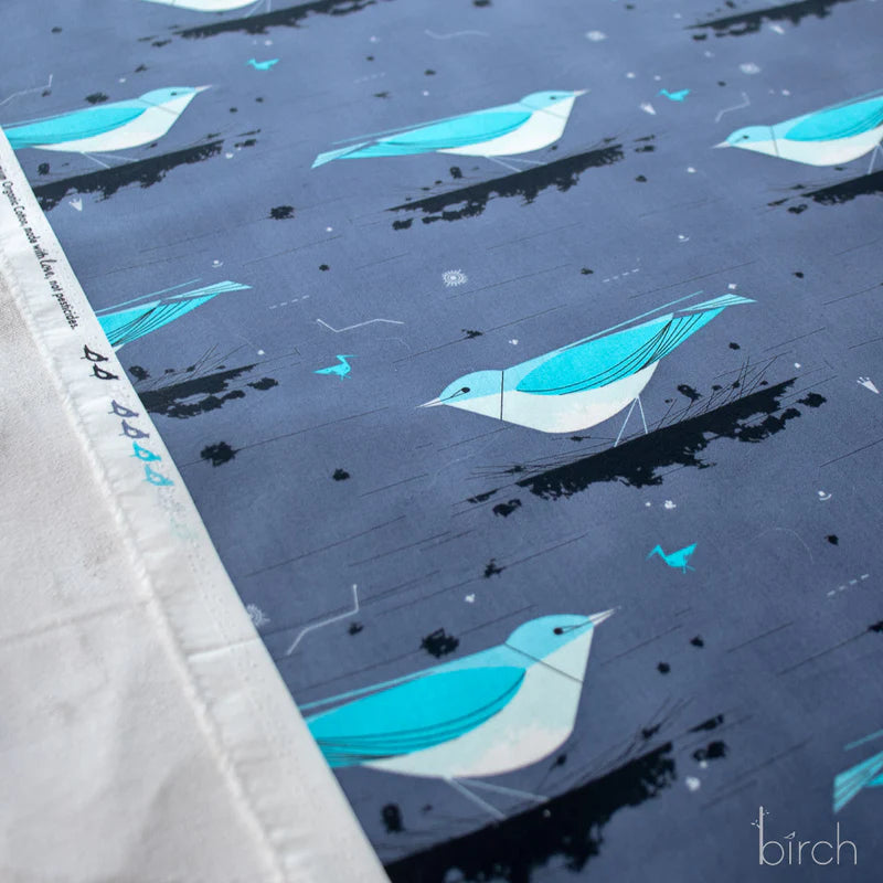 Charley Harper Poplin: Mountain Bluebird