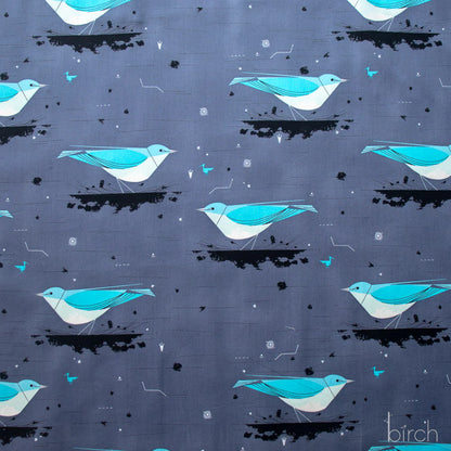 Charley Harper Poplin: Mountain Bluebird