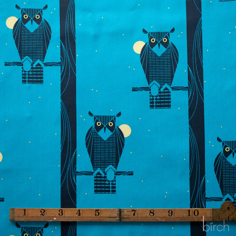 Charley Harper Poplin: Moon Owl
