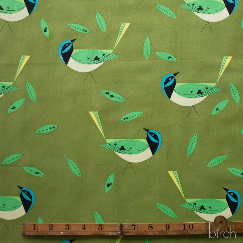 Charley Harper Poplin: Green Jay