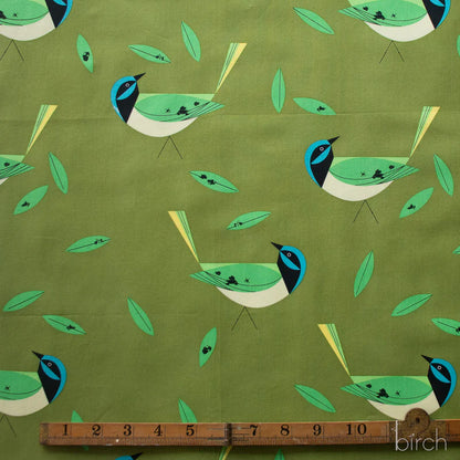 Charley Harper Poplin: Green Jay
