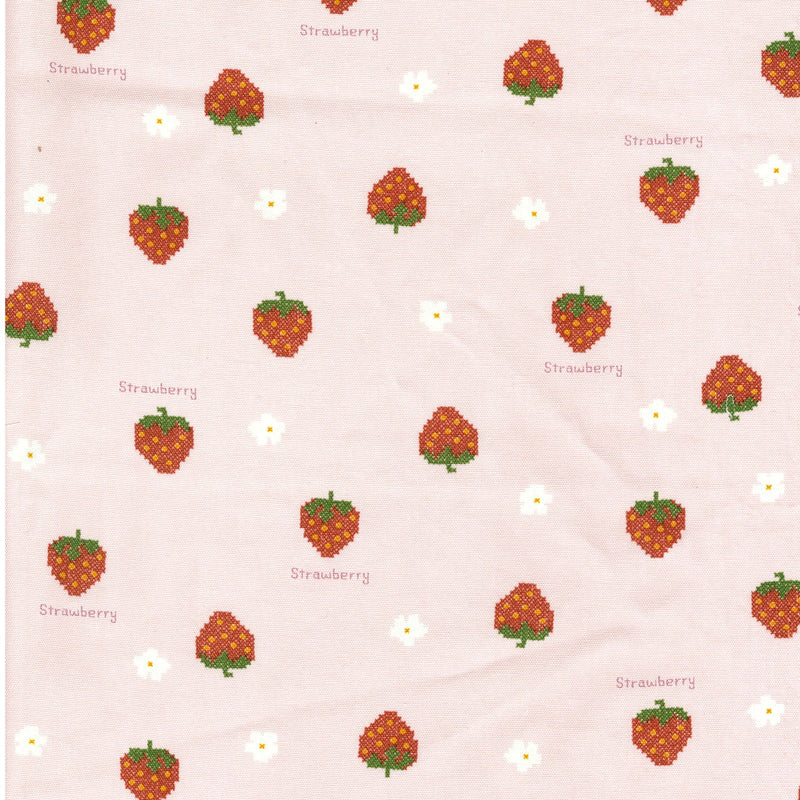 Pretty Embroidery Strawberries Oxford