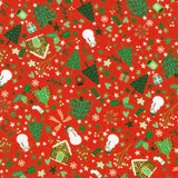Tiny Tidings - Christmas Trees and Snowmen in Garnet