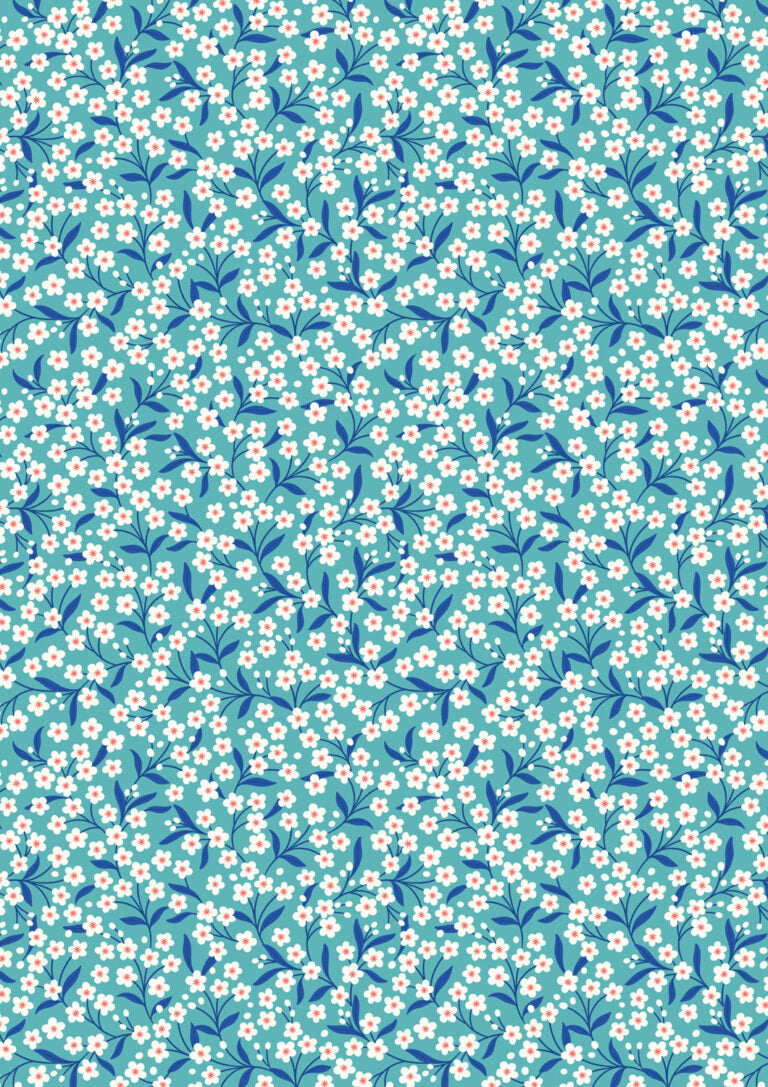 Boho Blooms: Flower Sprigs in Turquoise and Blue