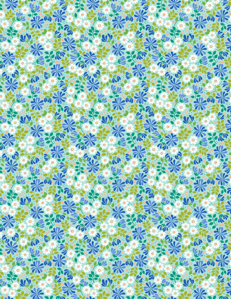 Boho Blooms: Floral Burst in Aqua and Blue