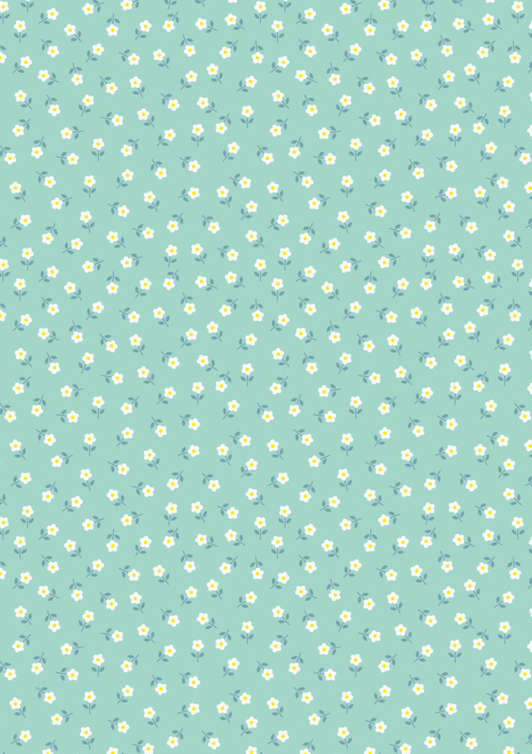 Boho Blooms: Little Daisies in Cream on Aqua