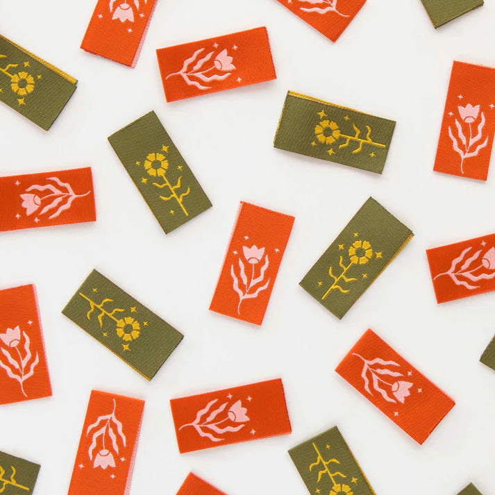 Sarah Hearts Labels: Floral Design Multipack Woven Sewing Labels