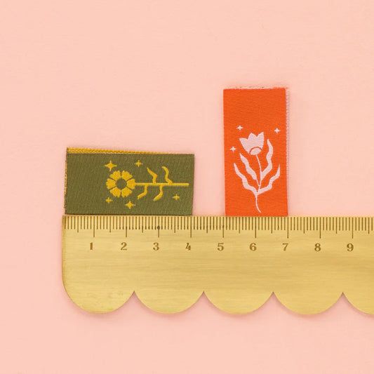 Sarah Hearts Labels: Floral Design Multipack Woven Sewing Labels