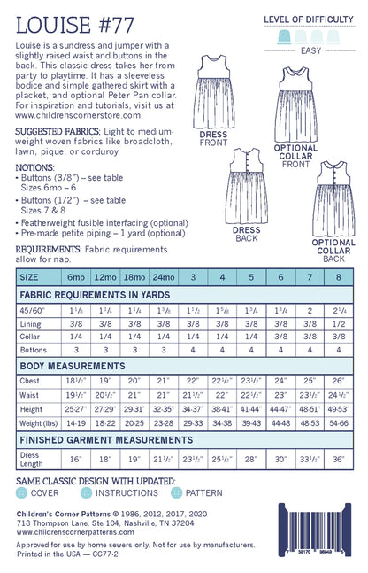 Children's Corner Patterns: Louise Dress