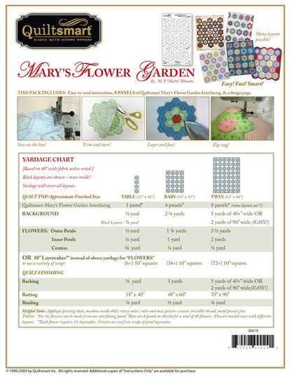 Mary's Flower Garden- Printed Interfacing Pattern