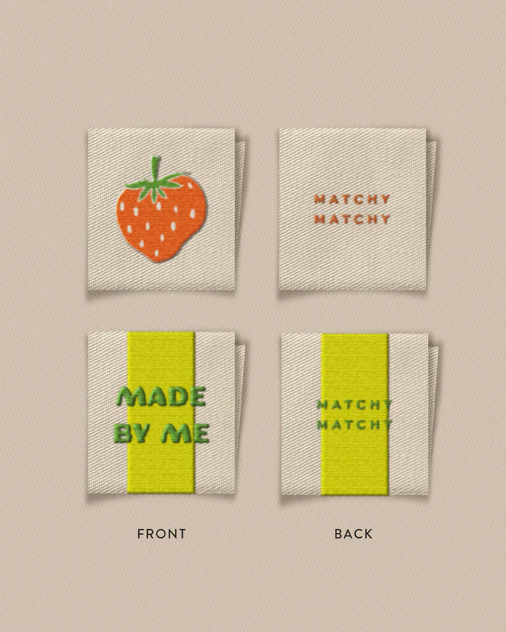 Matchy Matchy Sewing Club Labels: Made By Me Strawberry Square (Set of 8)