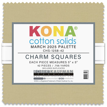 Kona Cotton Solids Charm Squares - March 2025