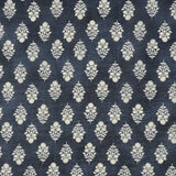 Flownny Sarasa Block Print Floral Cotton Voile: Navy NFA-3100-102 F