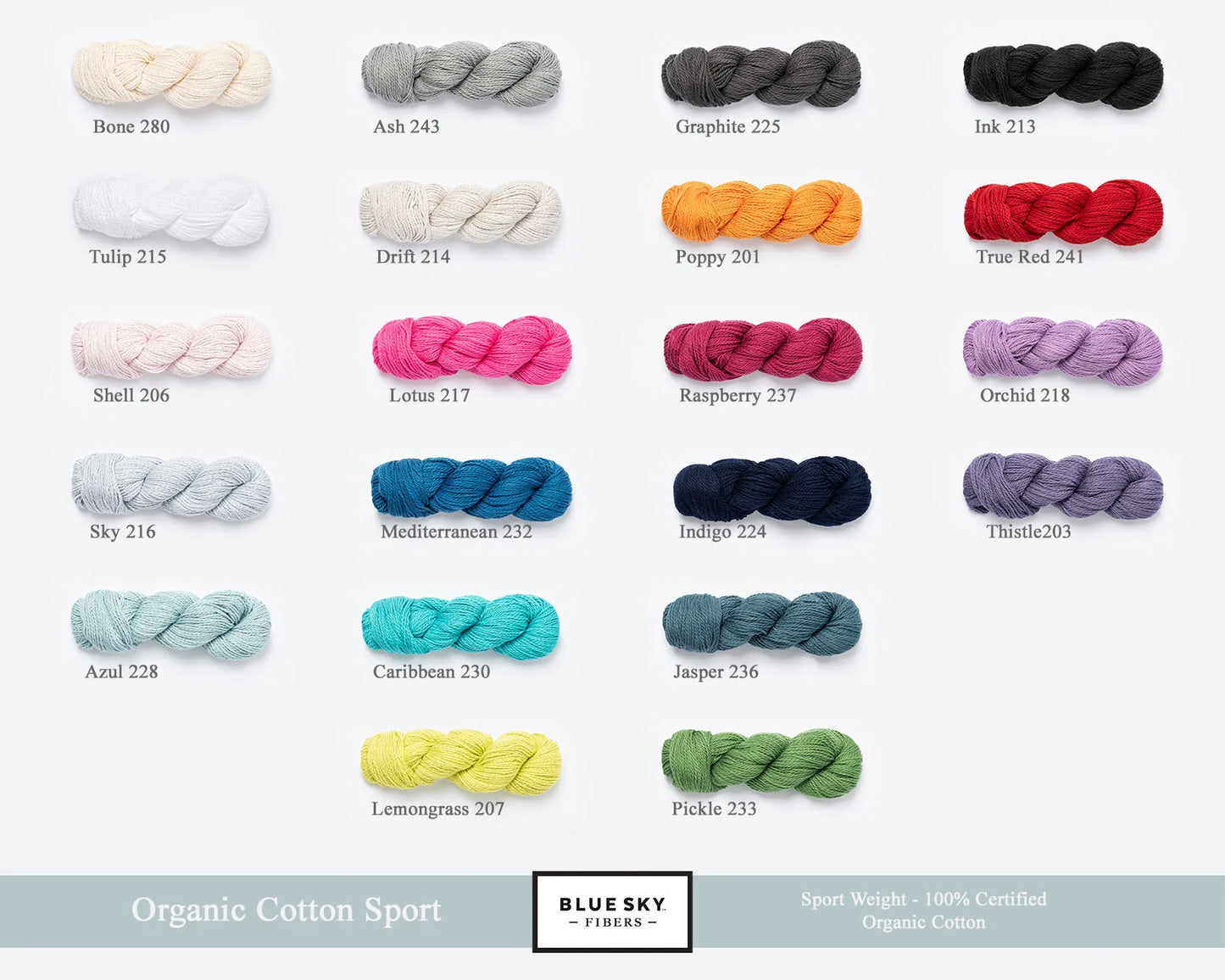 Blue Sky Organic Cotton Yarn (Sport)- Multiple Colors