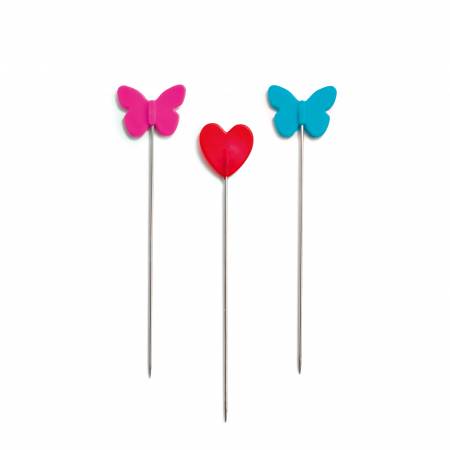 Heart and Butterfly Flat Head Pins