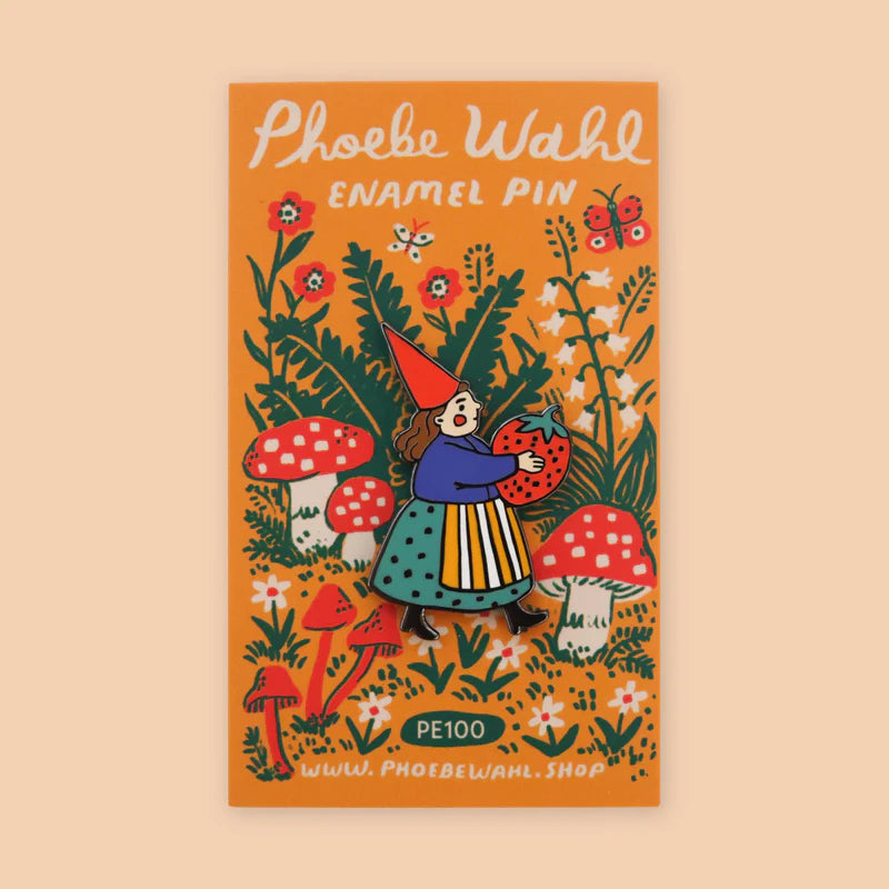 Strawberry Gnome Enamel Pin