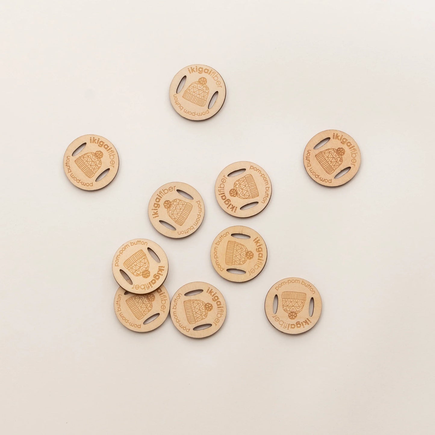 Wooden Pom Pom Button
