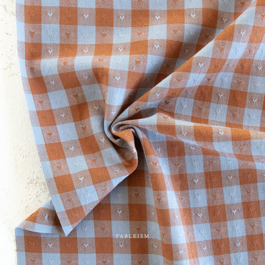 Queen of Hearts: Gingham Dobby Hearts in Riviera
