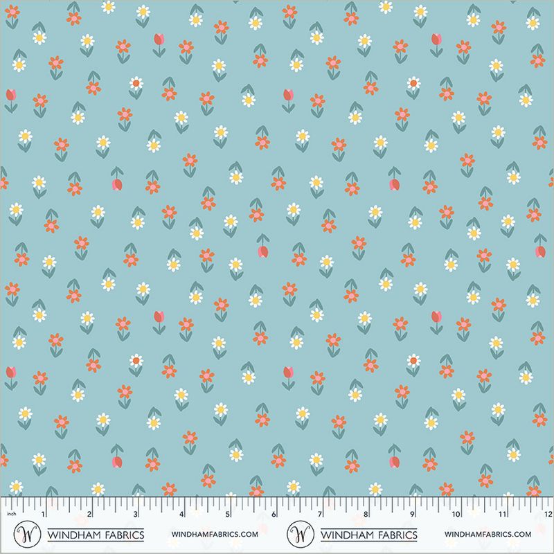 Twirling Tutu: Ditsy Daisy and Tulip in Aqua