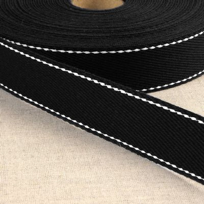 Top Stitched Cotton Webbing 1.25 inch - Multiple Colors