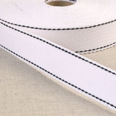 Top Stitched Cotton Webbing 1.25 inch - Multiple Colors