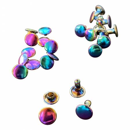 Rainbow Double Cap Rivets - 8mm x 6mm, 12 sets