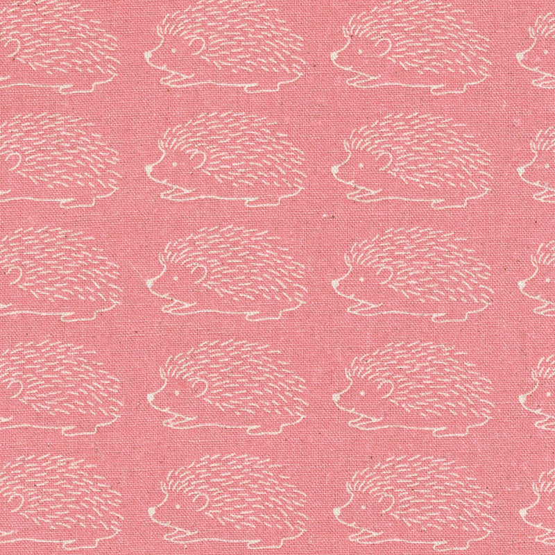 Sevenberry Cotton Flax: Hedgehogs in Pink