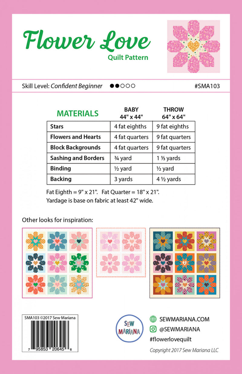 Flower Love Quilt Pattern by Sew Mariana