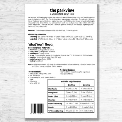 The Parkview Bag Pattern
