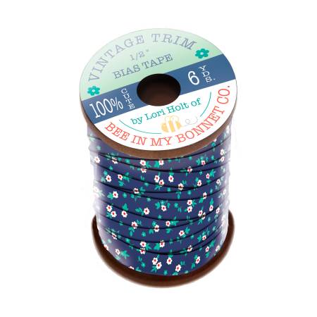 Denim Blossoms 1/4" Bias Tape - 6 yard Spool