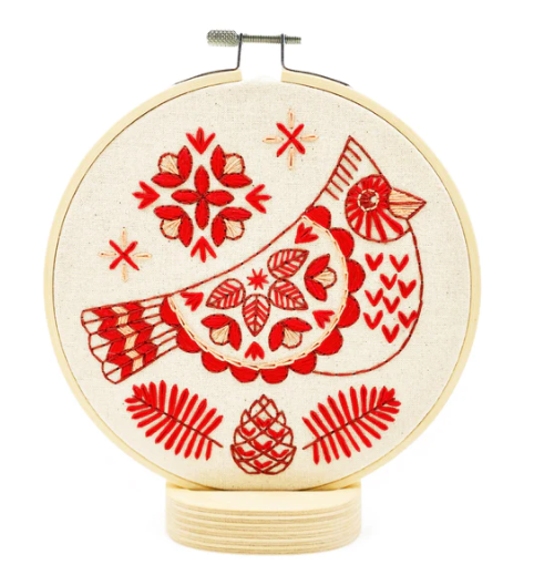 Embroidery Kit: Folk Cardinal