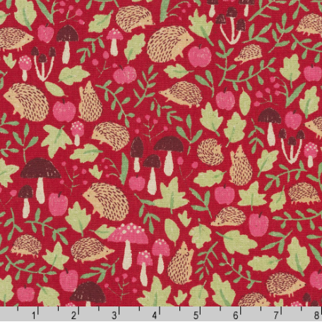 Sevenberry Cotton Flax: Woodland in Red