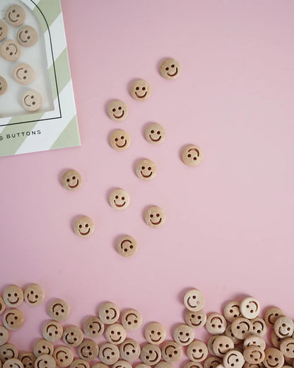 Smiley Face 1/2" Wood Buttons