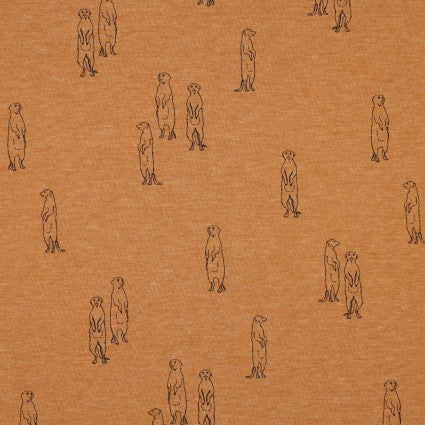 Jersey Melange Print: Meerkats in Camel