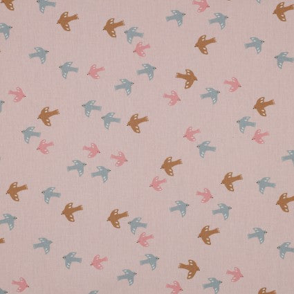 Poplin Print: Birds in Pink