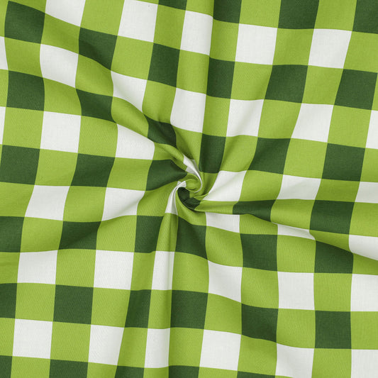 Lightweight Coated Cotton Checks in Dark Green