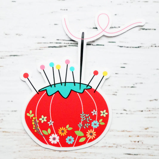 Tomato Pin Cushion Vinyl Sticker
